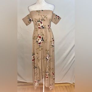 SHEIN Floral Print Off Shoulder Maxi Dress